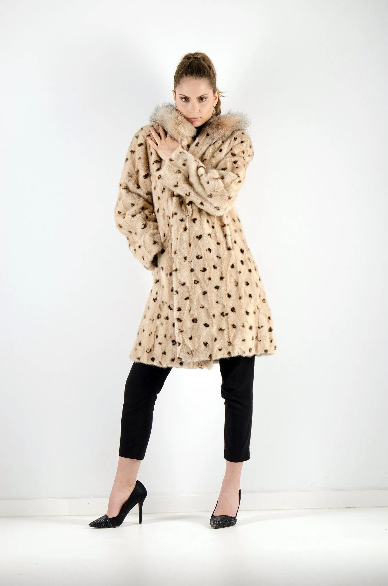14 | Hooded Mink Fur Reversible Coat