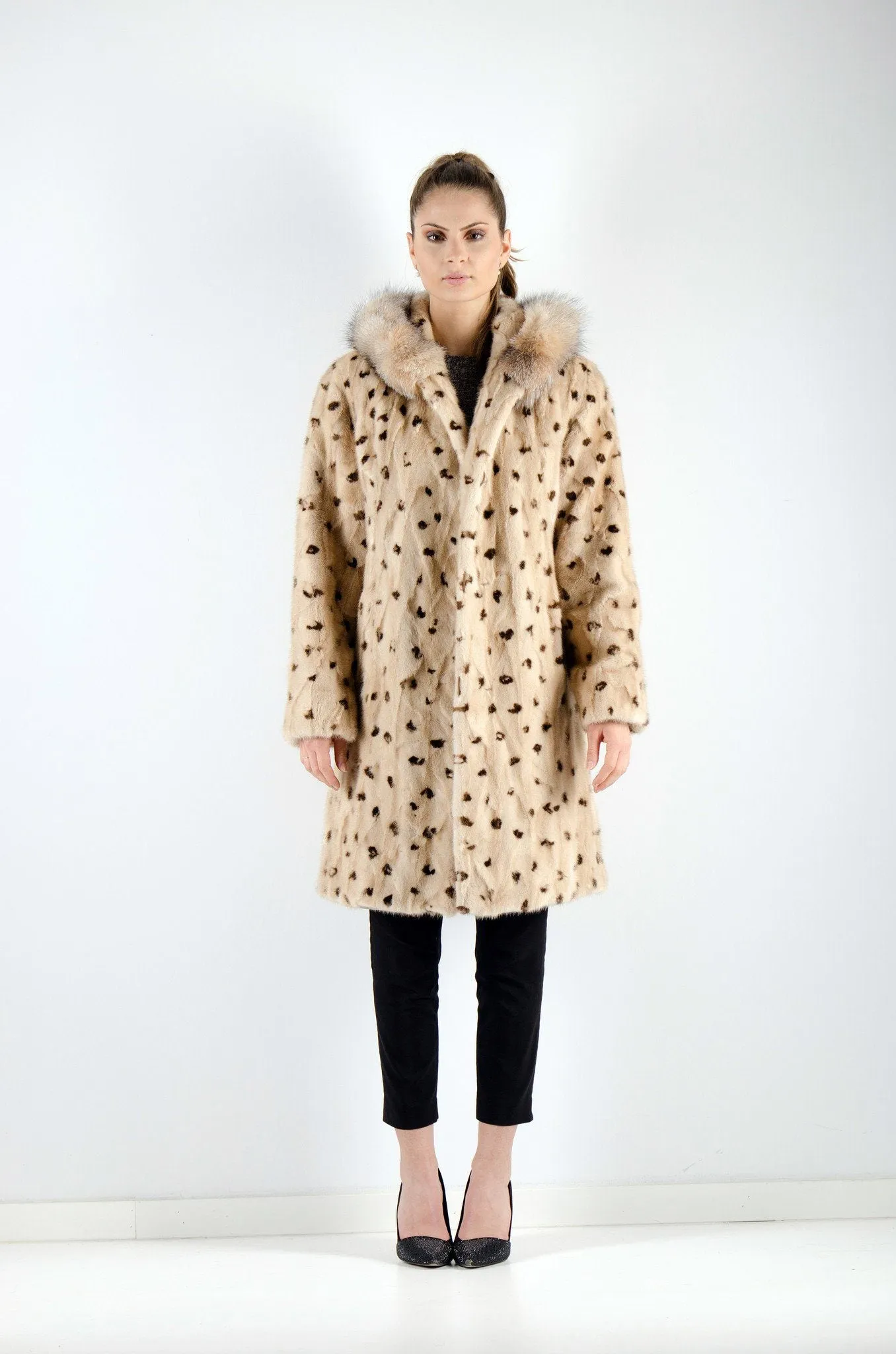 14 | Hooded Mink Fur Reversible Coat