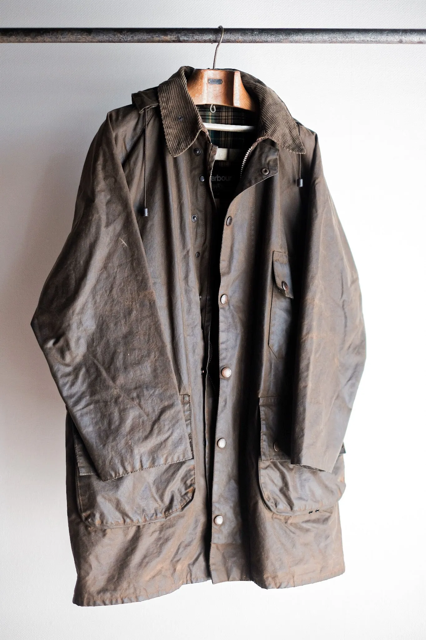 【~80's】Vintage Barbour "SOLWAY ZIPPER" With Hood 2 Crest Size.40