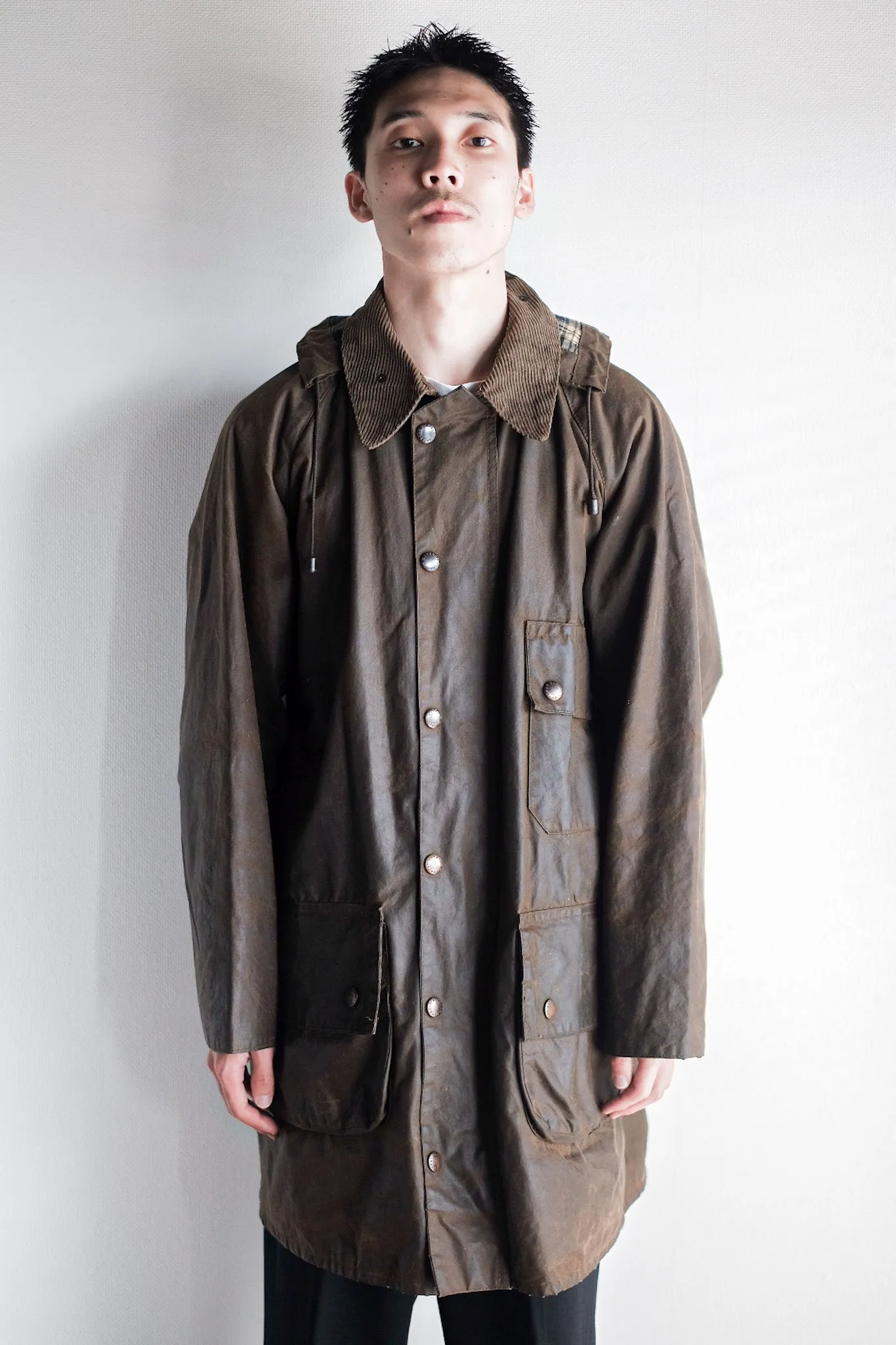 【~80's】Vintage Barbour "SOLWAY ZIPPER" With Hood 2 Crest Size.40