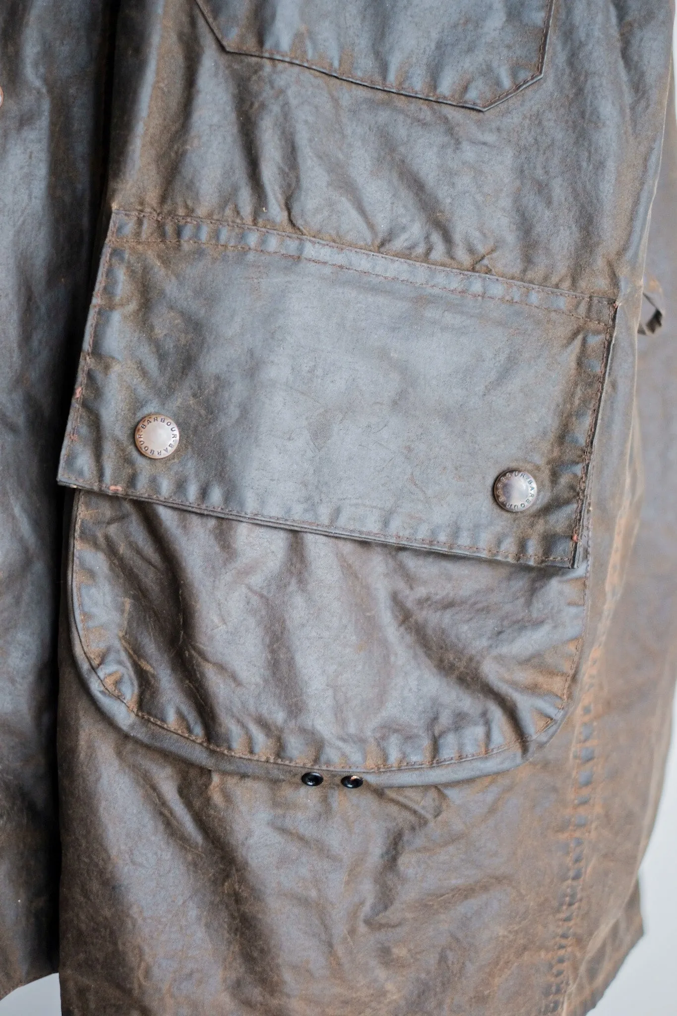 【~80's】Vintage Barbour "SOLWAY ZIPPER" With Hood 2 Crest Size.40