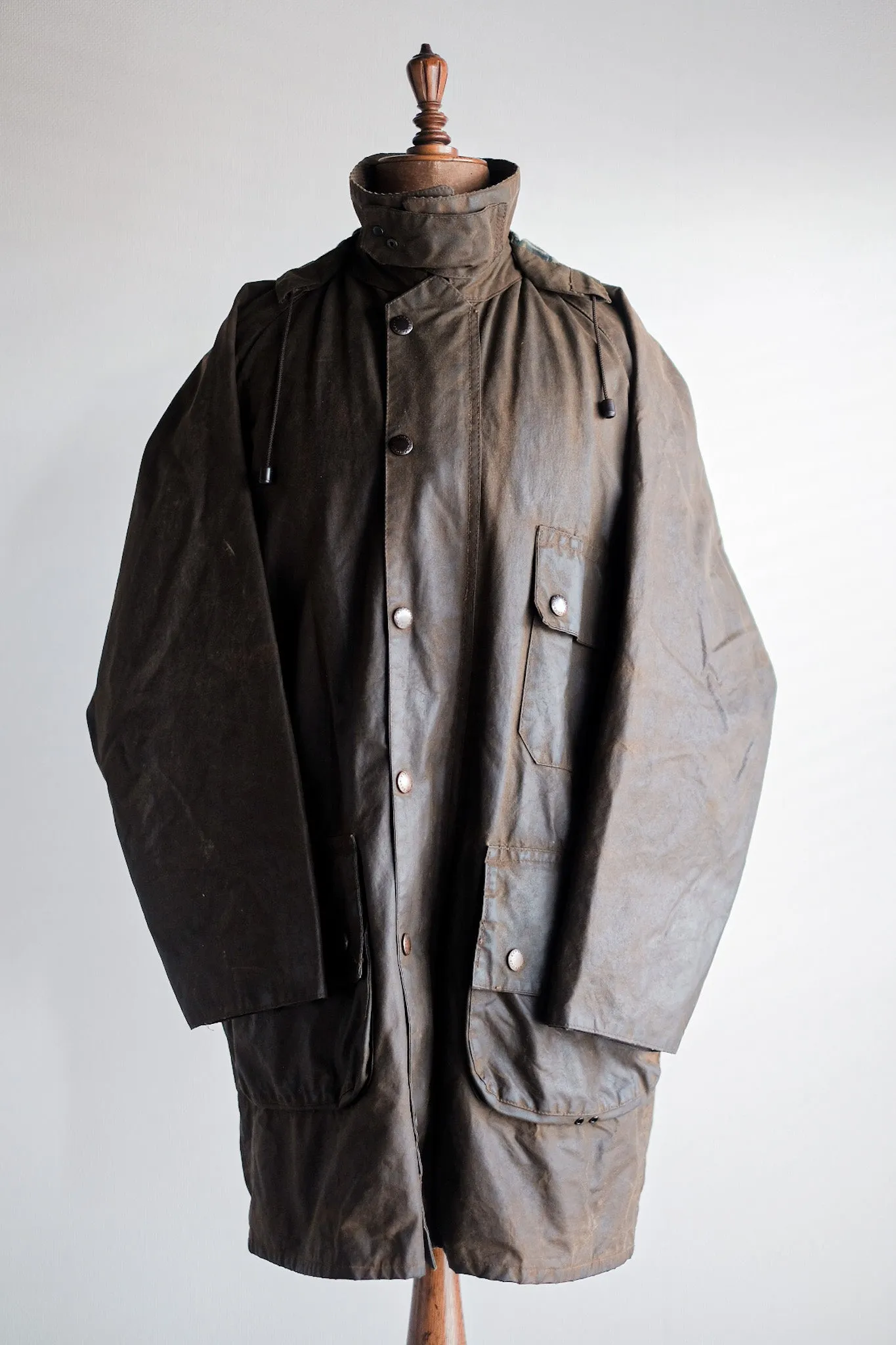 【~80's】Vintage Barbour "SOLWAY ZIPPER" With Hood 2 Crest Size.40