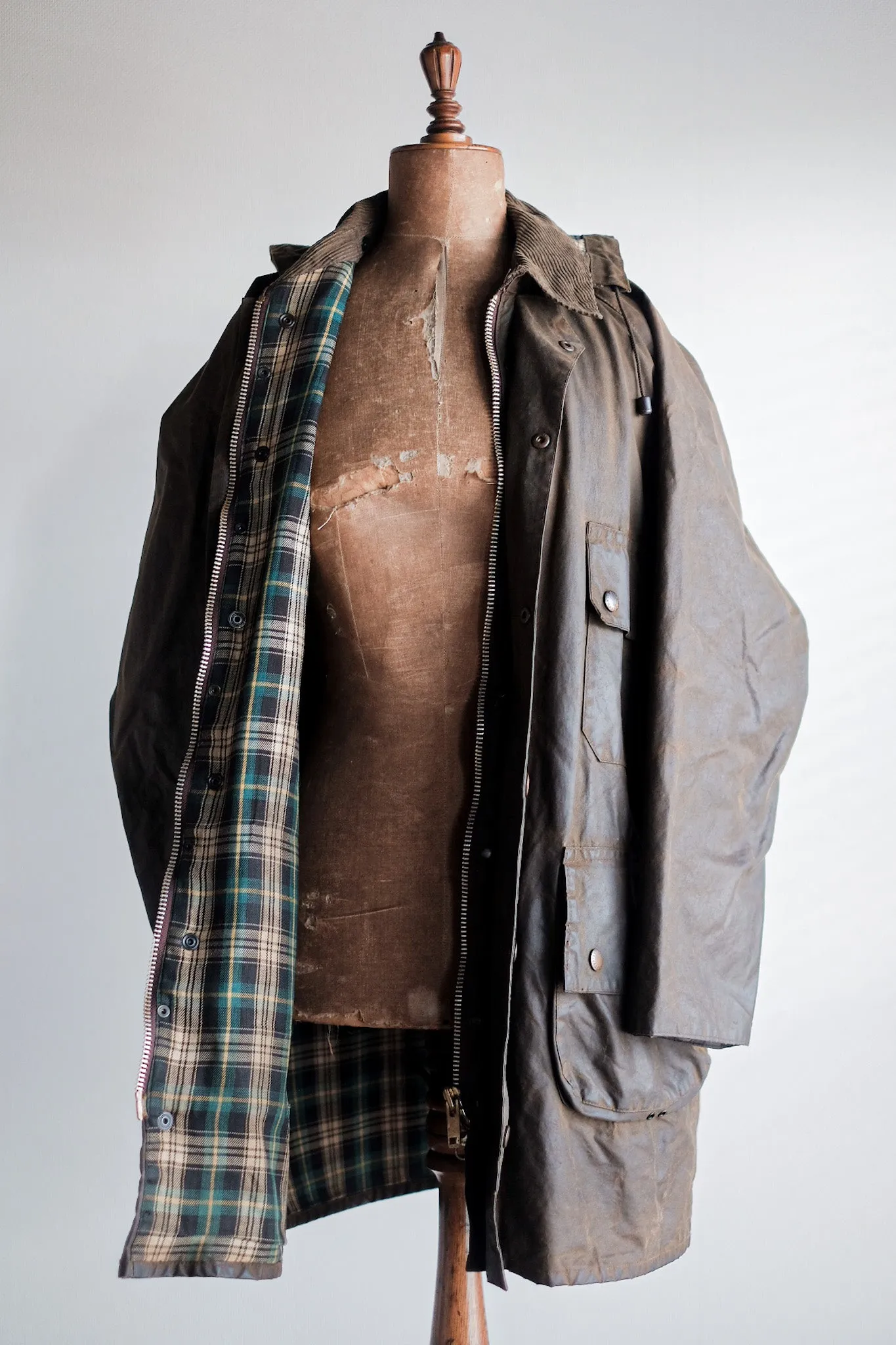 【~80's】Vintage Barbour "SOLWAY ZIPPER" With Hood 2 Crest Size.40