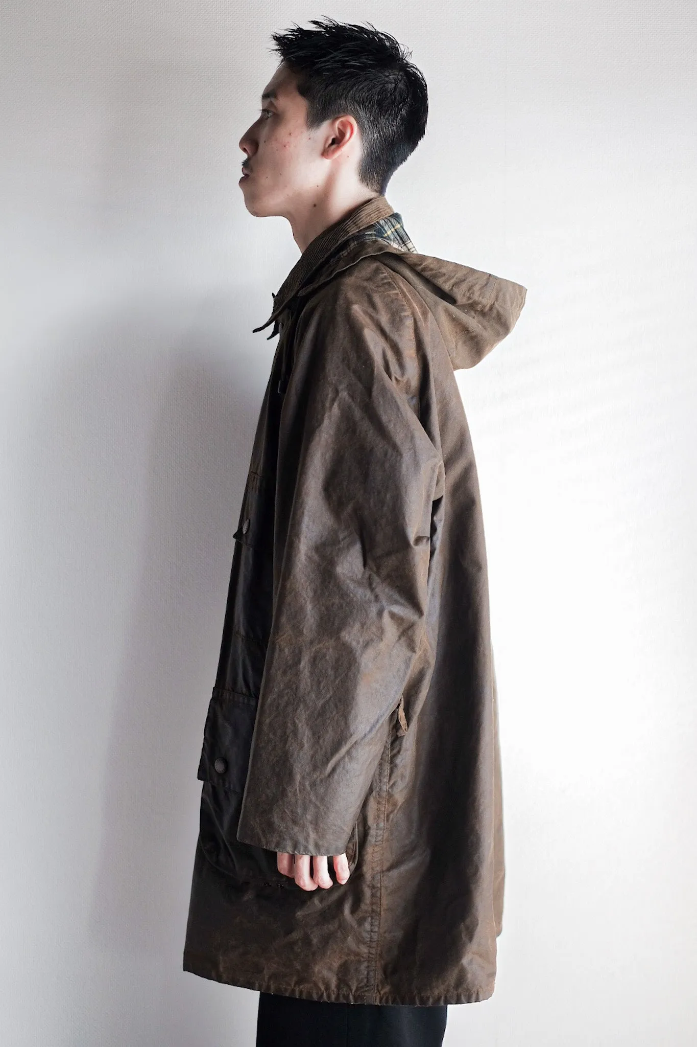 【~80's】Vintage Barbour "SOLWAY ZIPPER" With Hood 2 Crest Size.40