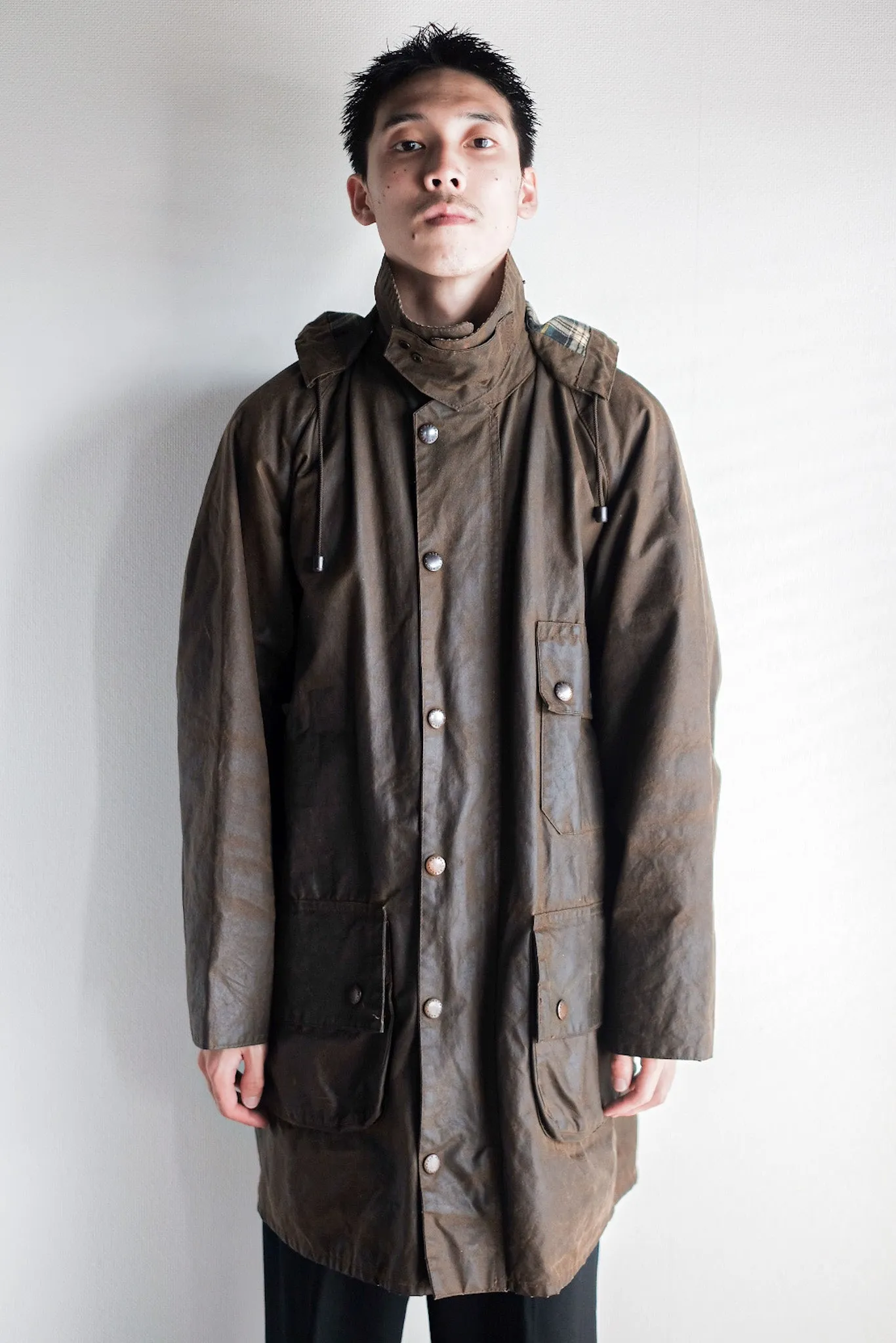 【~80's】Vintage Barbour "SOLWAY ZIPPER" With Hood 2 Crest Size.40