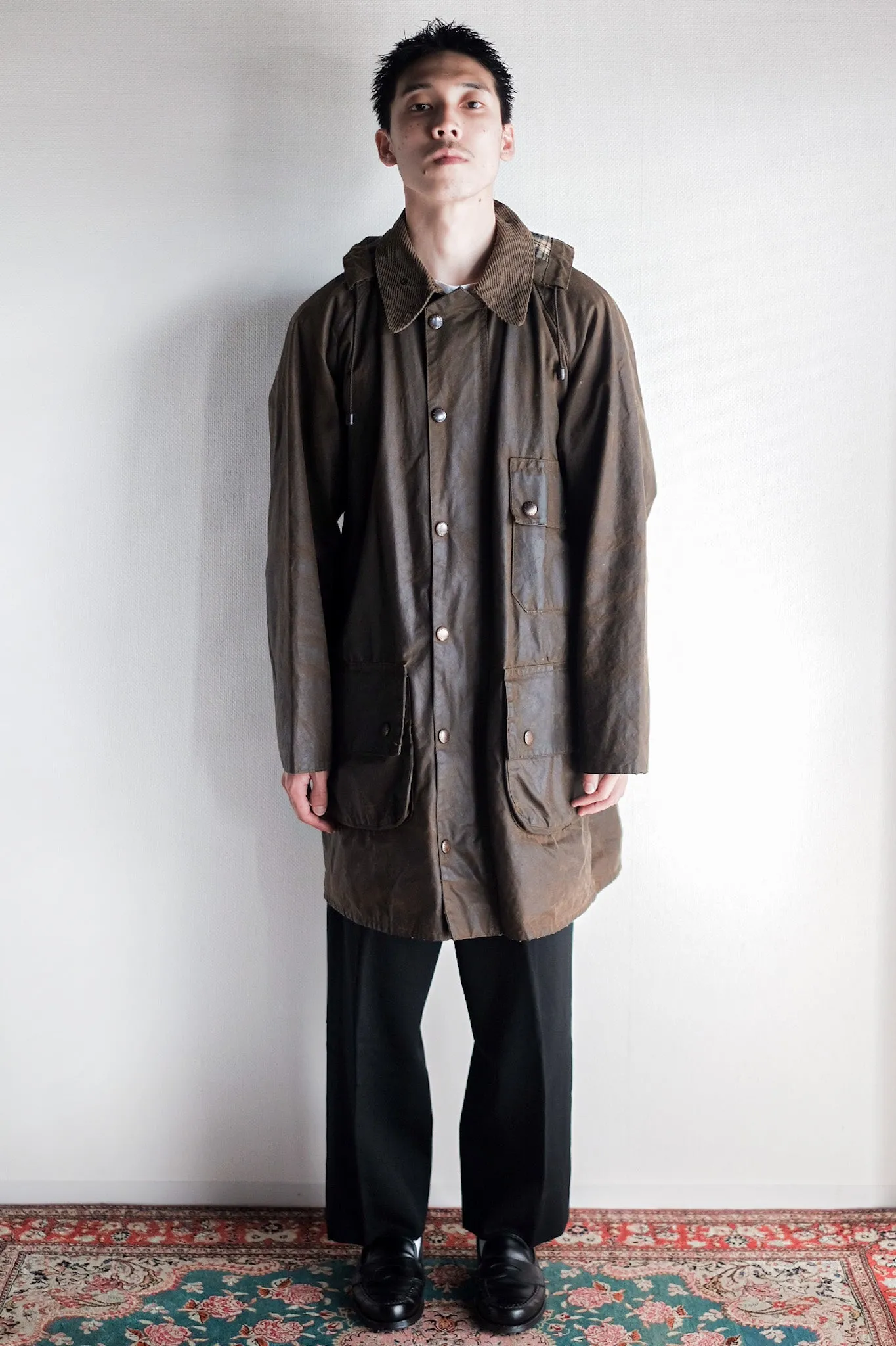 【~80's】Vintage Barbour "SOLWAY ZIPPER" With Hood 2 Crest Size.40