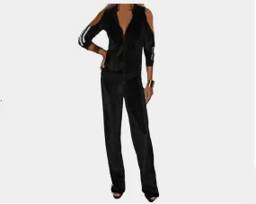 9.9 Black Open Shoulder Jog Suit - The Monaco
