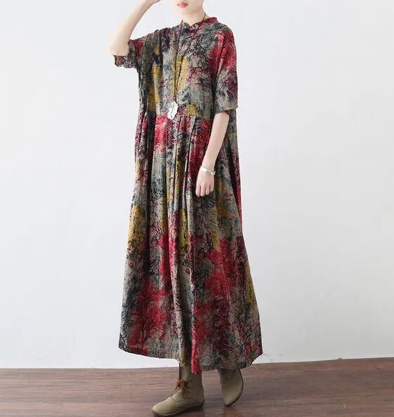 Abstract Painting Loose Maxi Dress