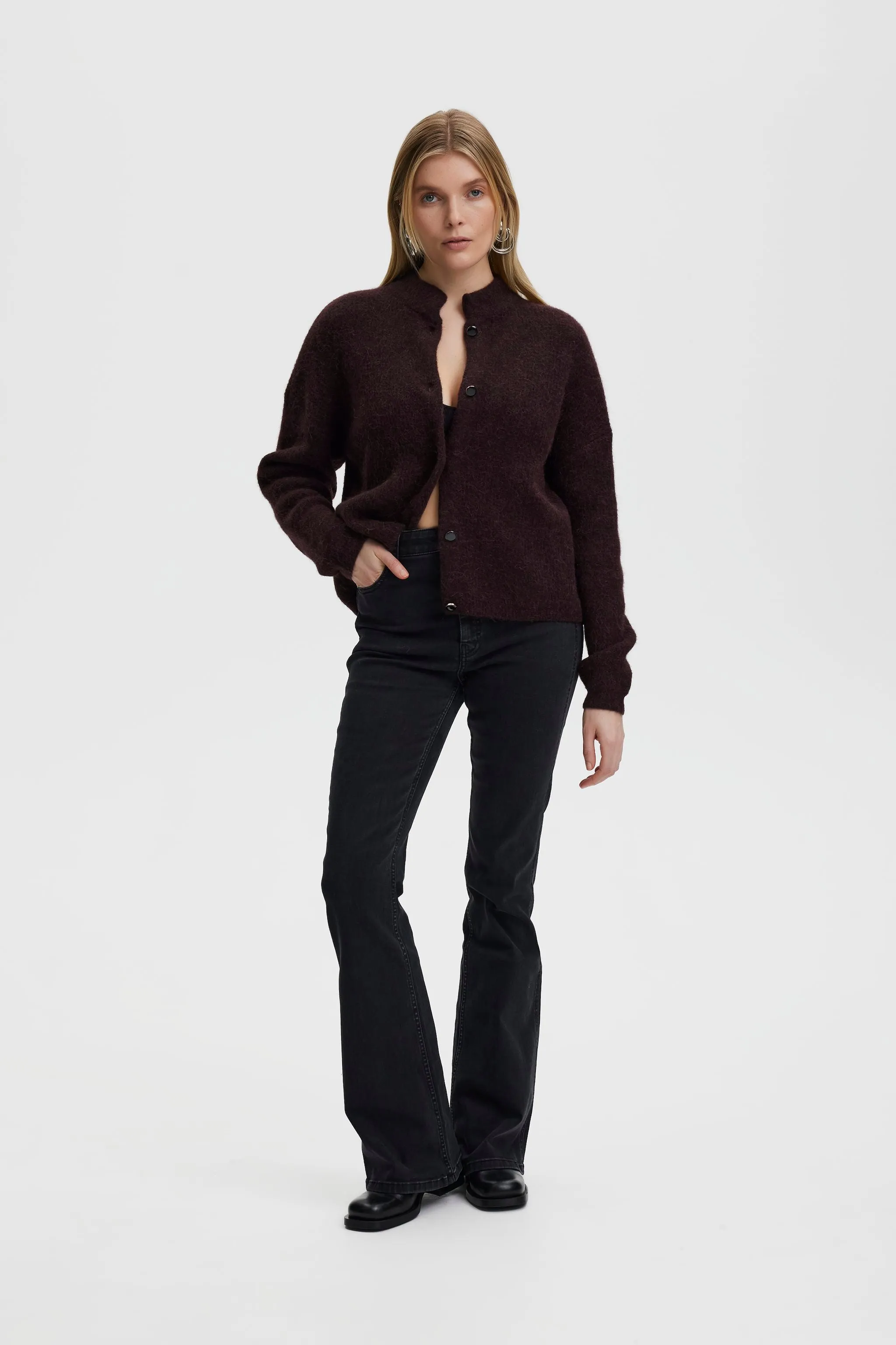 AlphaGZ Short Cardigan - Plum Melange