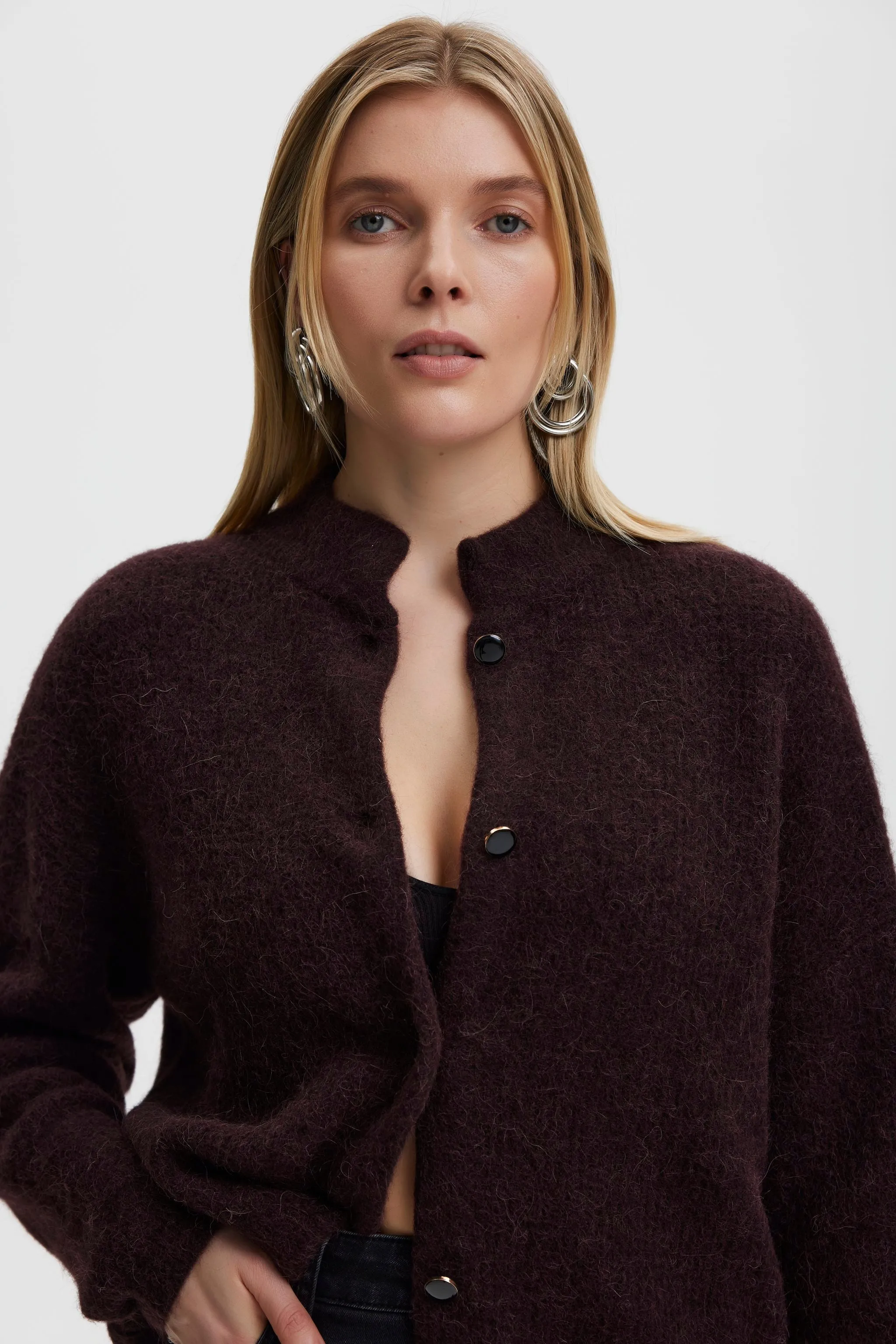 AlphaGZ Short Cardigan - Plum Melange