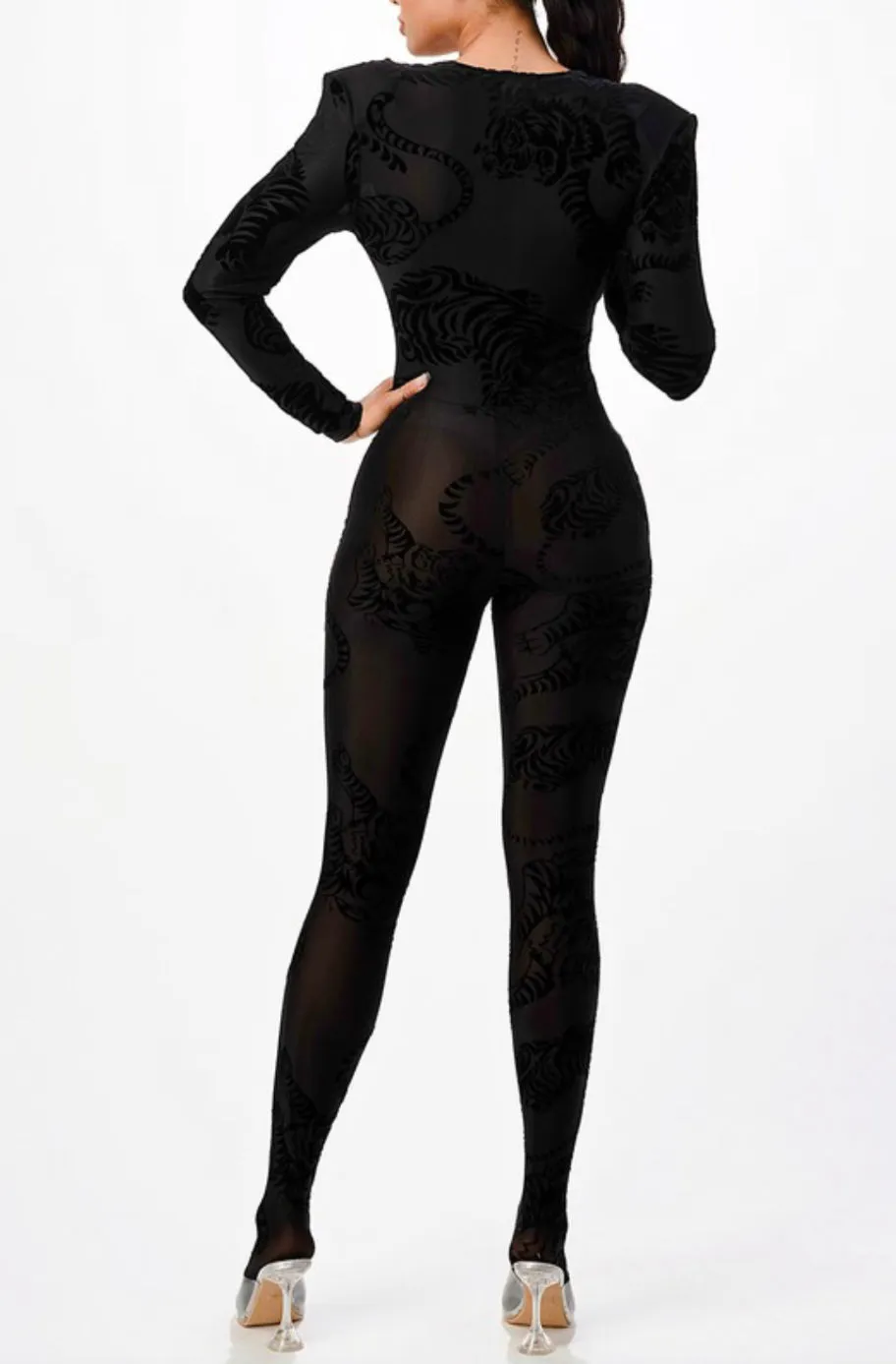 Ashia - Tiger Velvet Burnout Jumpsuit