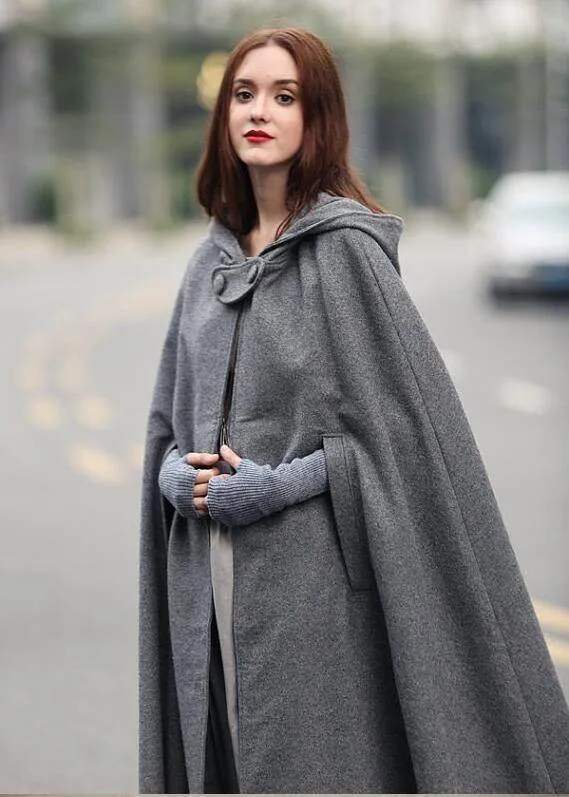 Autumn And Winter Women's 5-color Lengthened Cloak Ultra-long Shawl Coat Plus Size Coat