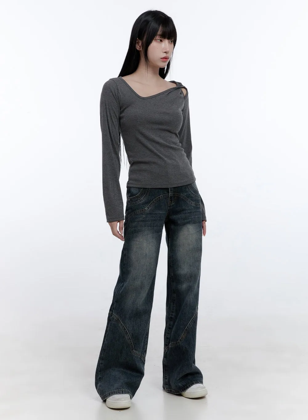 Barbara Washed Wide Leg Jeans CD420