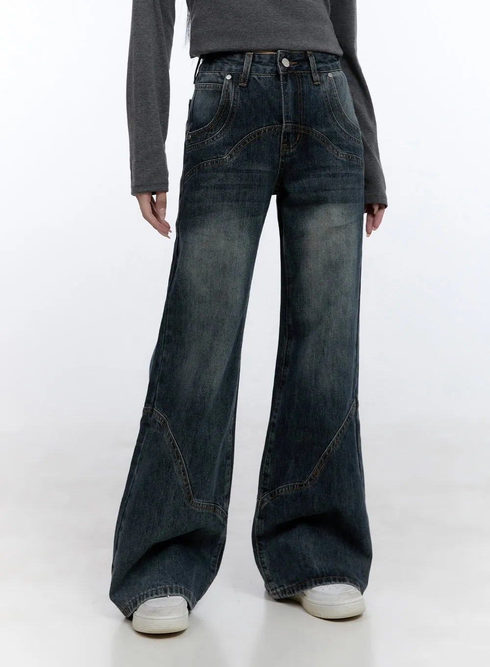 Barbara Washed Wide Leg Jeans CD420