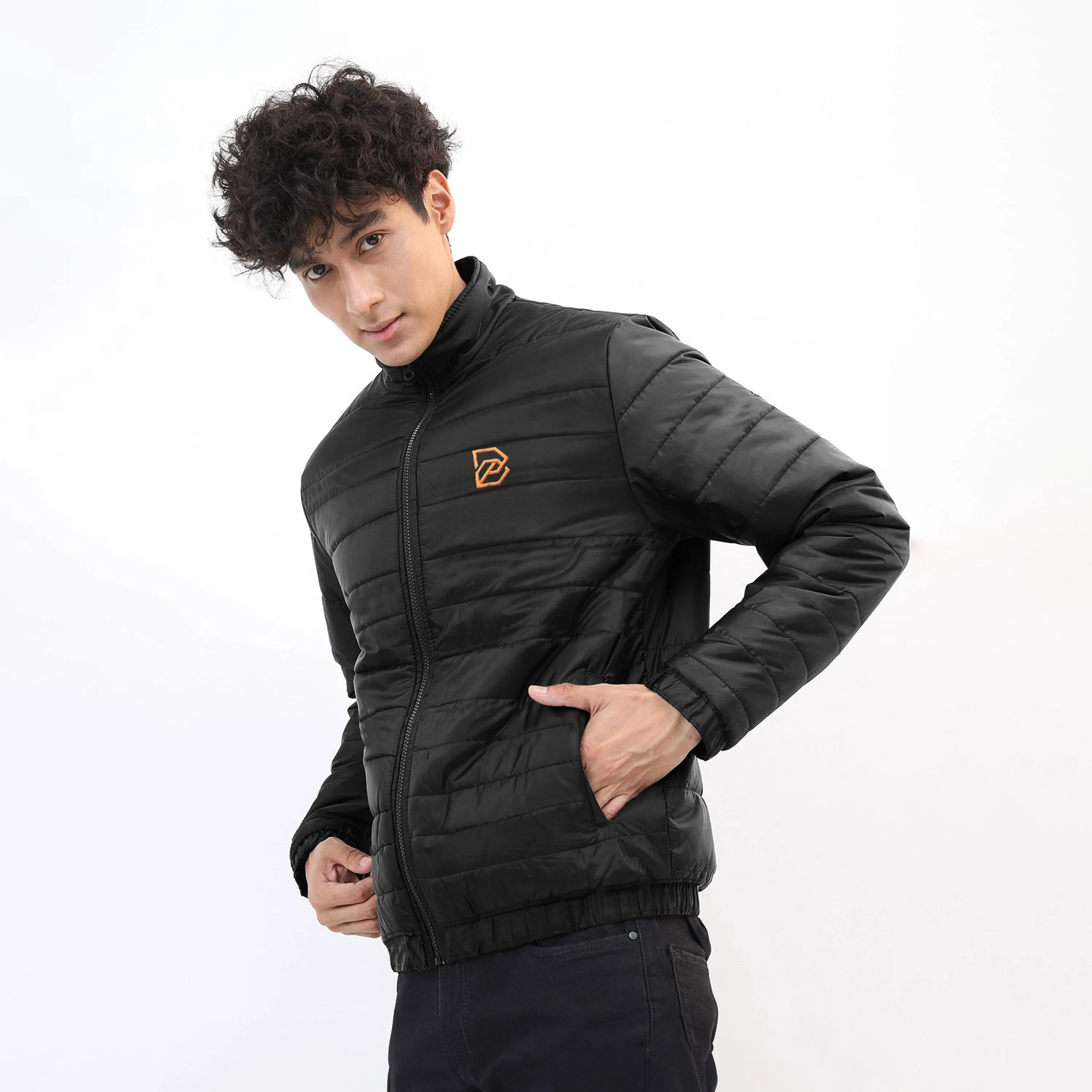 Burnt Soul Men's B3 Embroidered Design Puffer Jacket