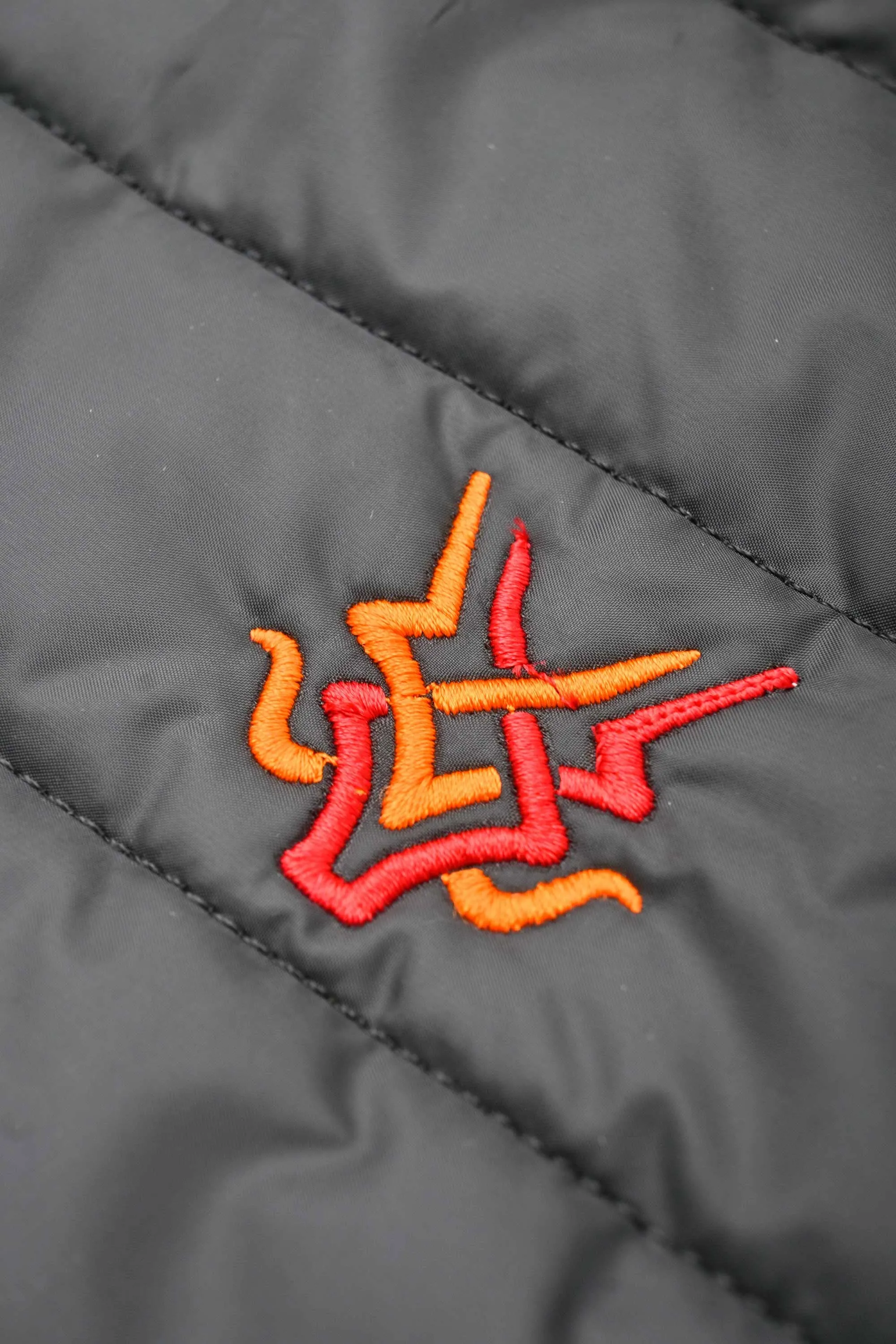 Burnt Soul Men's Flame Crest Embroidered Long Sleeve Puffer Jacket
