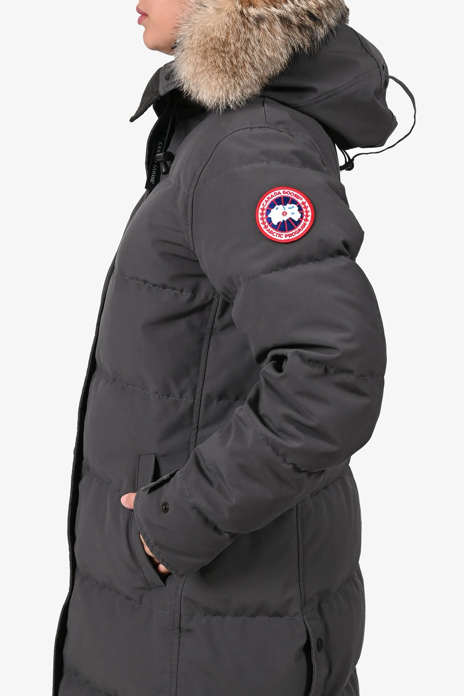 Canada Goose Grey Down 'Shelburne' Parka Coat w/ Fur Hood sz L