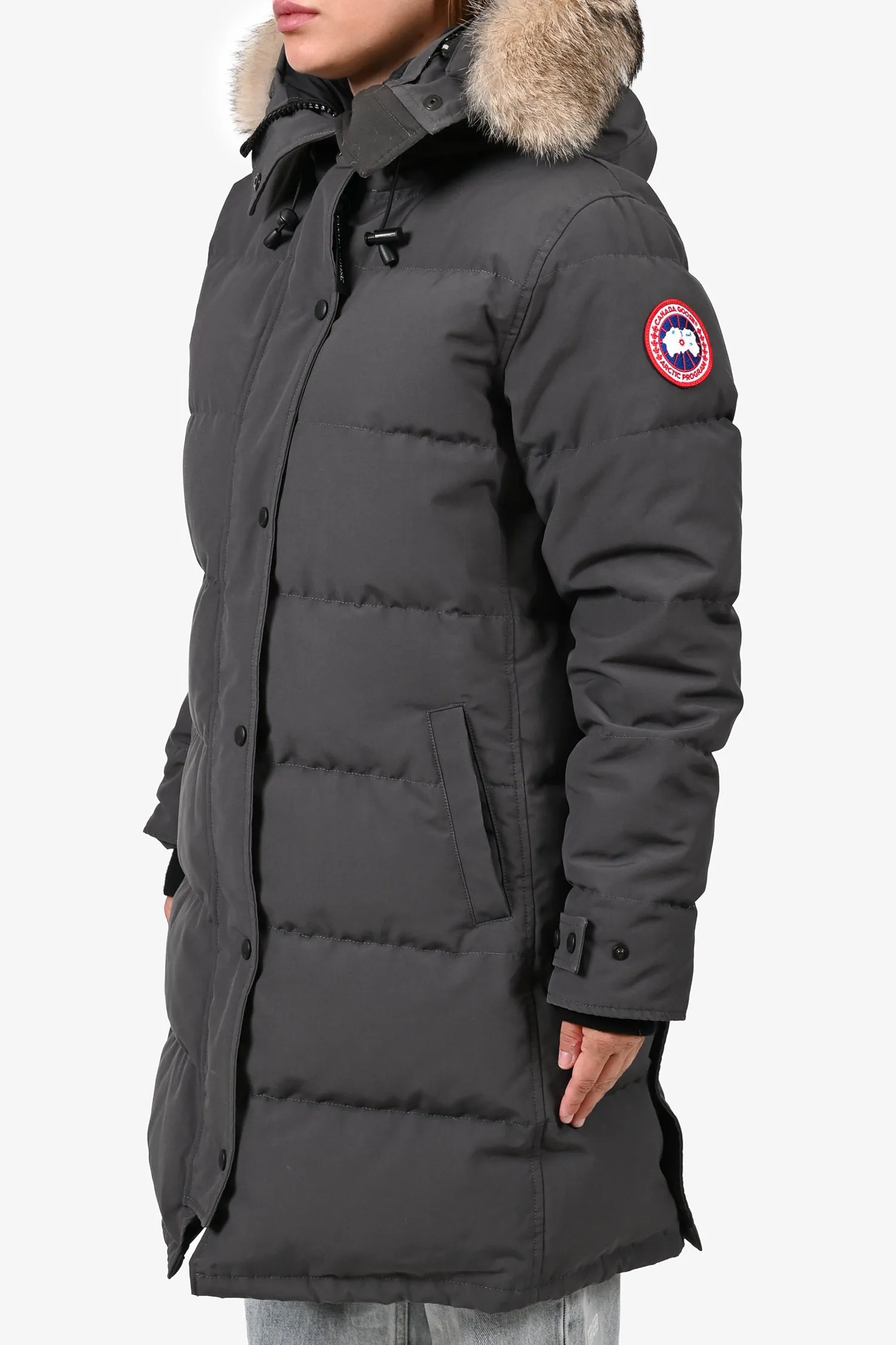 Canada Goose Grey Down 'Shelburne' Parka Coat w/ Fur Hood sz L