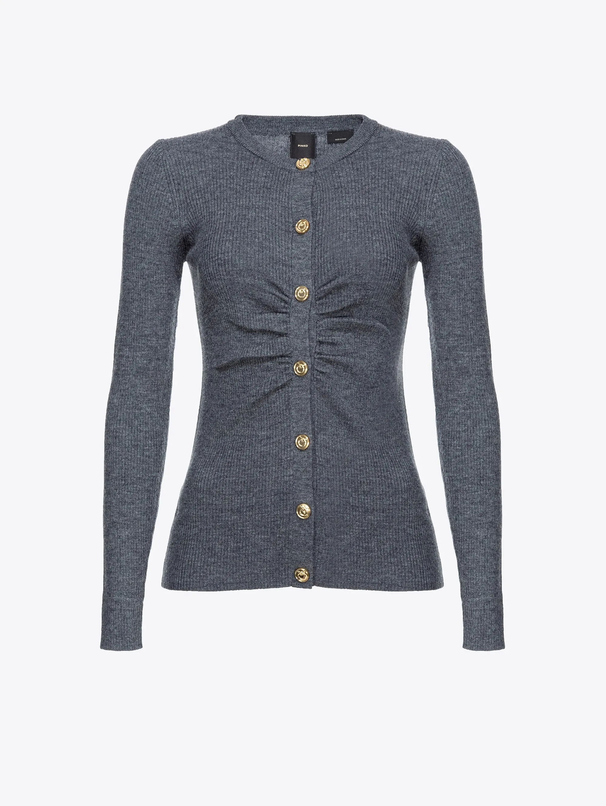 Cardigan con Bottoni Dorati Grigio