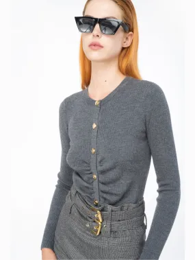 Cardigan con Bottoni Dorati Grigio