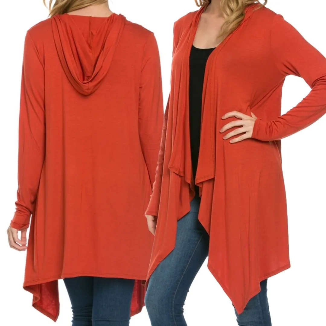 CARDIGAN/ VESTE ASYMÉTRIQUE DRAPÉ AVEC CAPUCHON