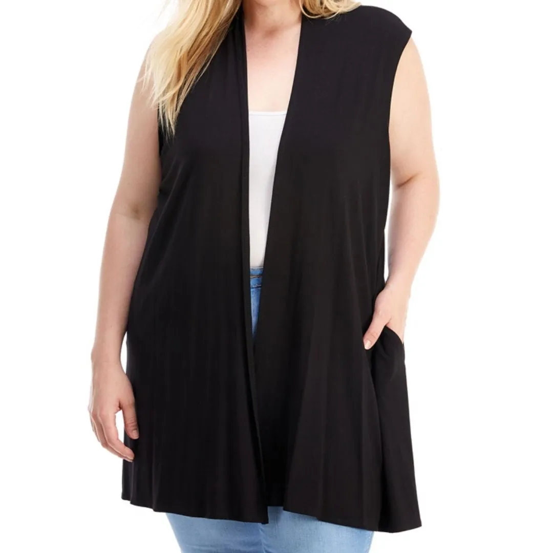 CARDIGAN/ VESTE AVEC POCHES SANS MANCHES GRANDE TAILLE
