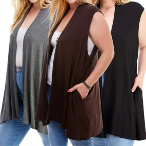 CARDIGAN/ VESTE AVEC POCHES SANS MANCHES GRANDE TAILLE