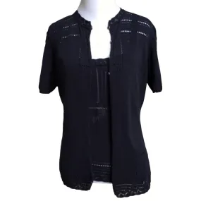 Dior black sleeveless shell & SS crew neck cardigan twin set
