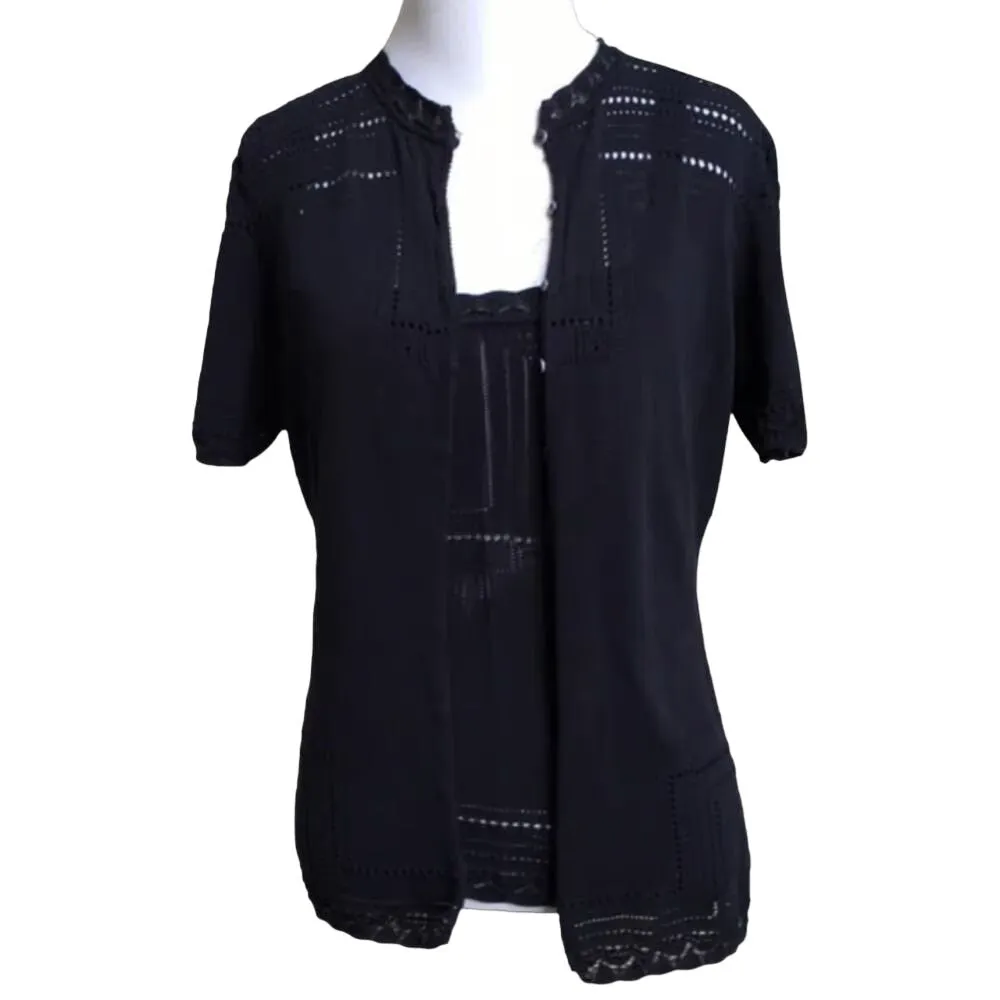 Dior black sleeveless shell & SS crew neck cardigan twin set