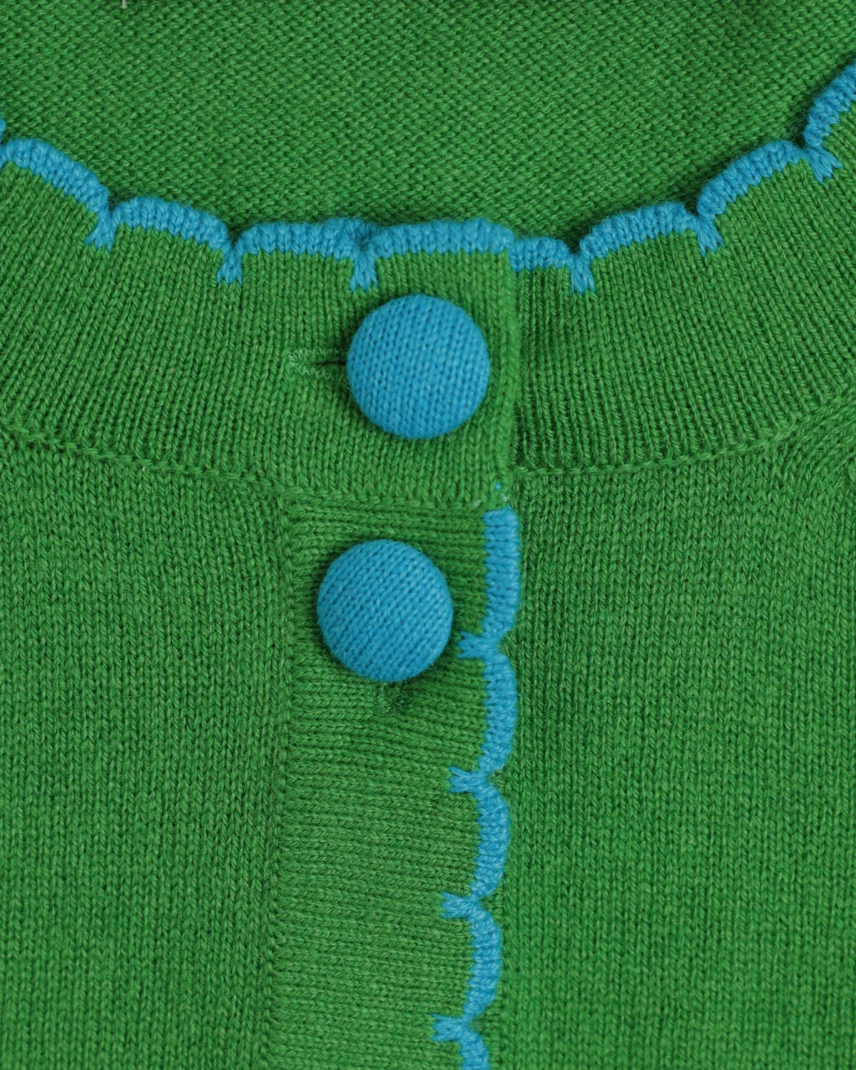 EDISON SCALLOP EDGE ROUND-NECK LONG SLEEVE CARDIGAN - Green
