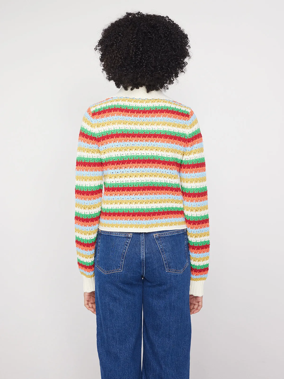 Evie Blue Multi Crochet Knit Cardigan