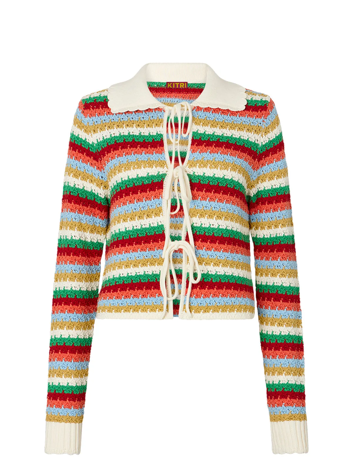 Evie Blue Multi Crochet Knit Cardigan
