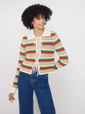 Evie Blue Multi Crochet Knit Cardigan