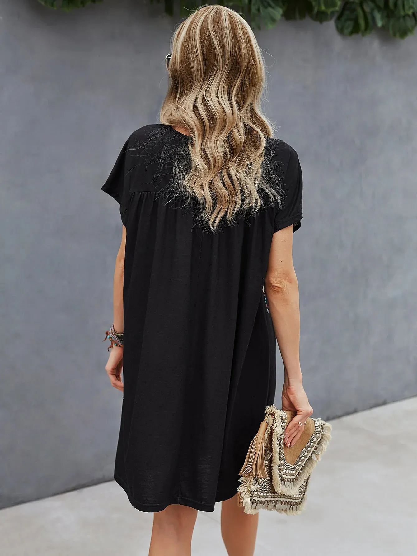 FashionSierra - 2024 Casual O-Neck Vintage Cotton Floral Boho Dress