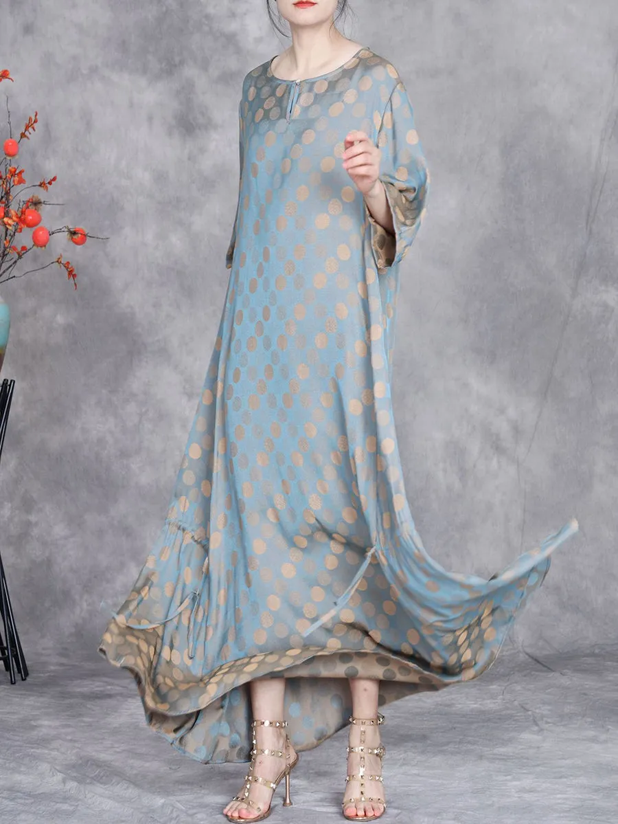 FLYTONN- Women Summer Artsy Dot Irregular Strap Maxi Dress OP1030