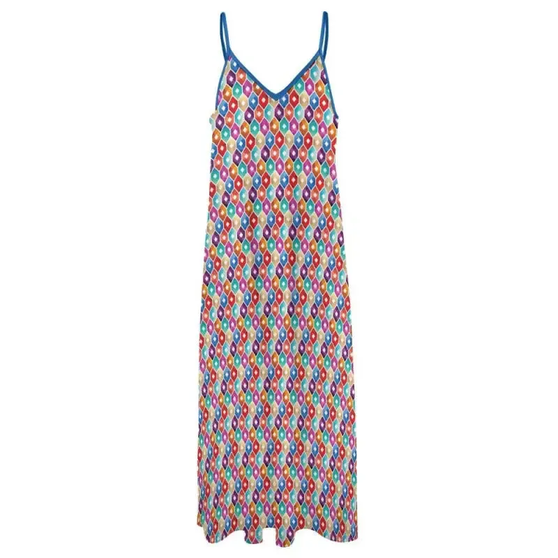 Get Your Sunshine On with this Geometric Spaghetti Strap Maxi Dress