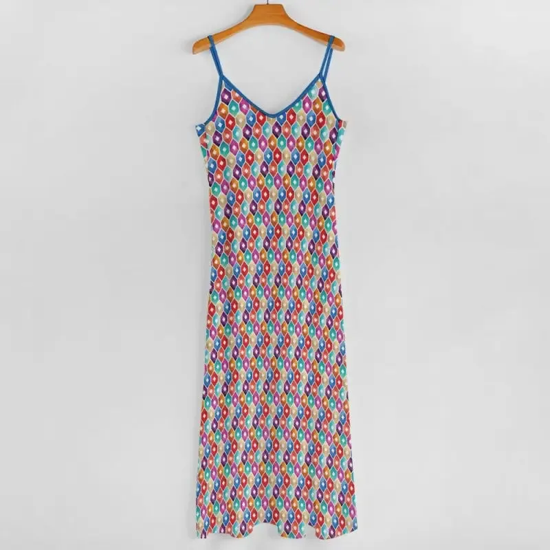 Get Your Sunshine On with this Geometric Spaghetti Strap Maxi Dress