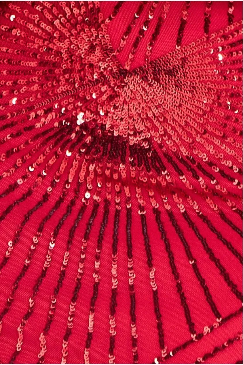 Goddiva Modesty Starburst Sequin Maxi Dress - Red