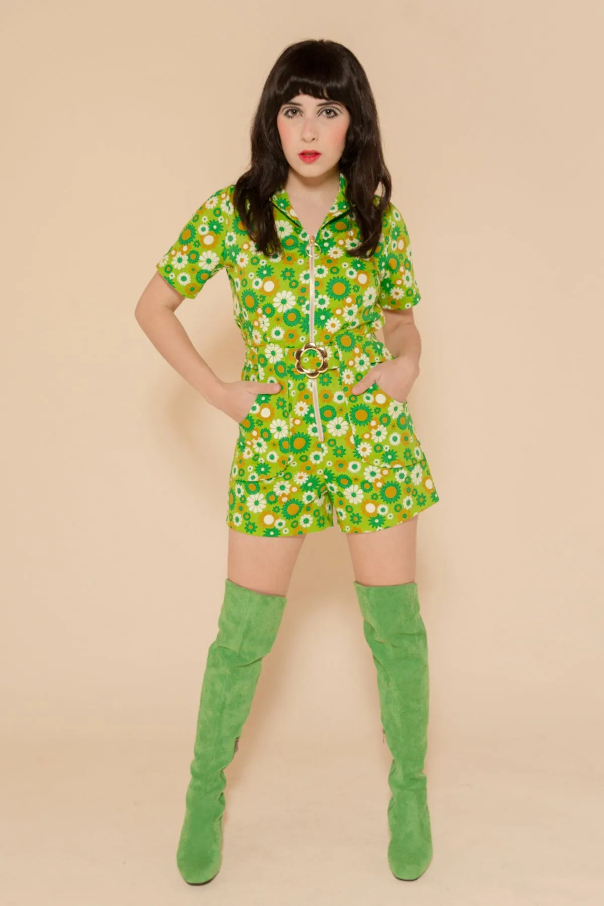 Green Daisy Romper