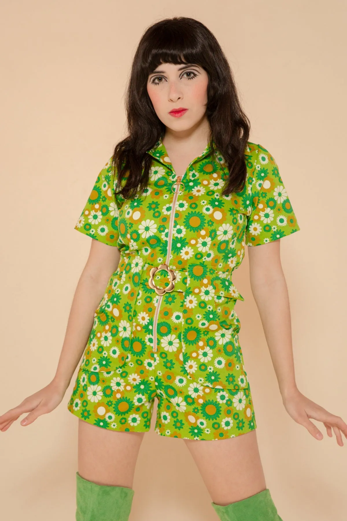Green Daisy Romper