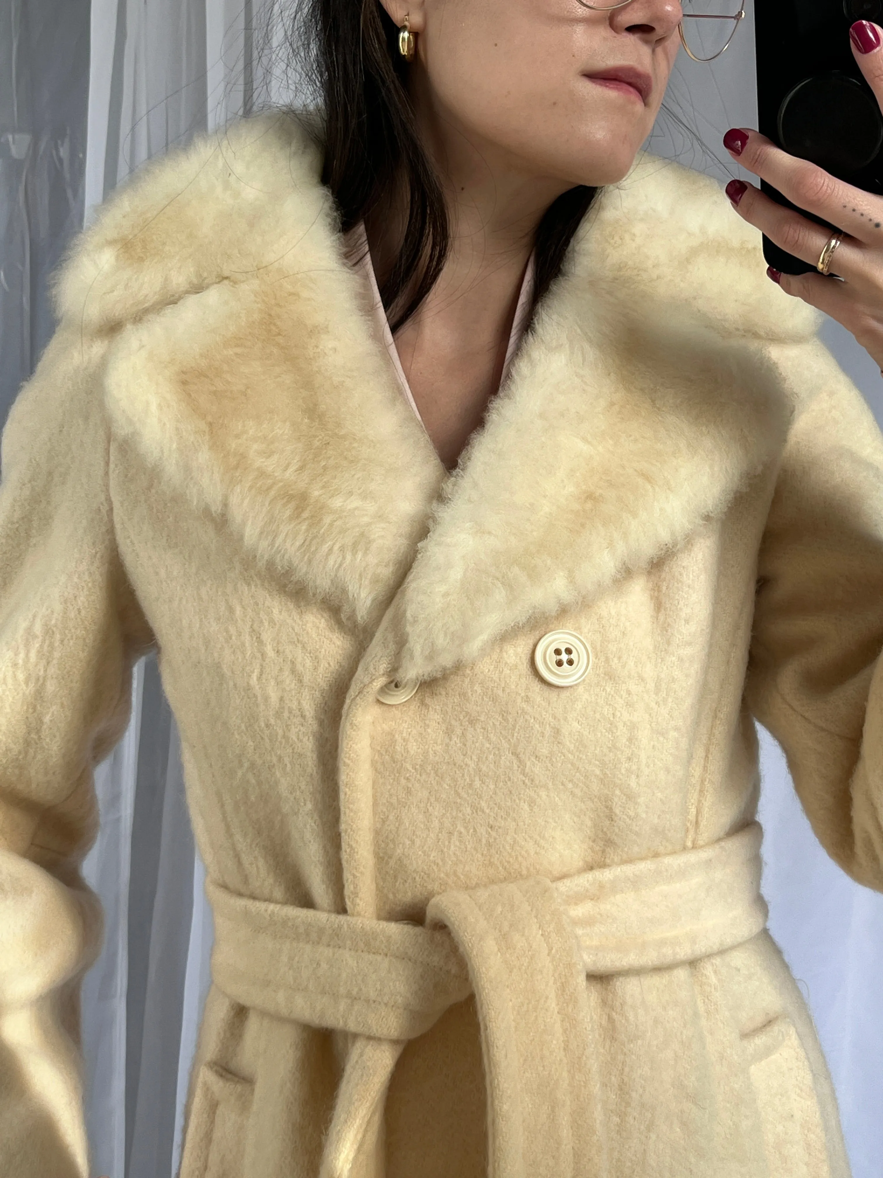 Hudson Bay Cream Wool Coat w/ Removable Hood