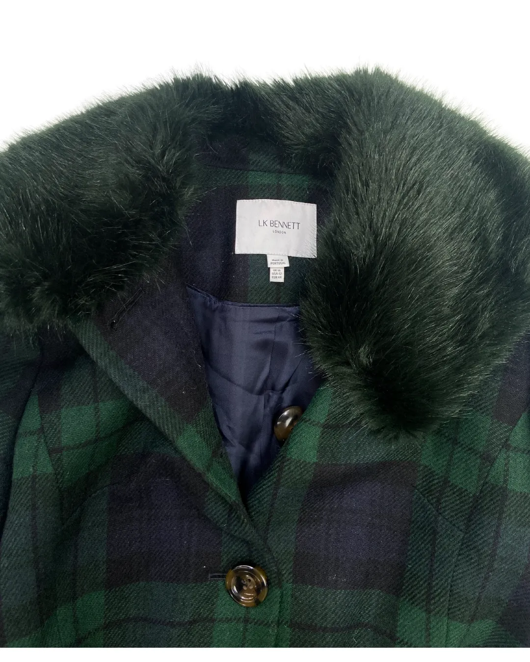 LK Bennett Green Tartan Coat