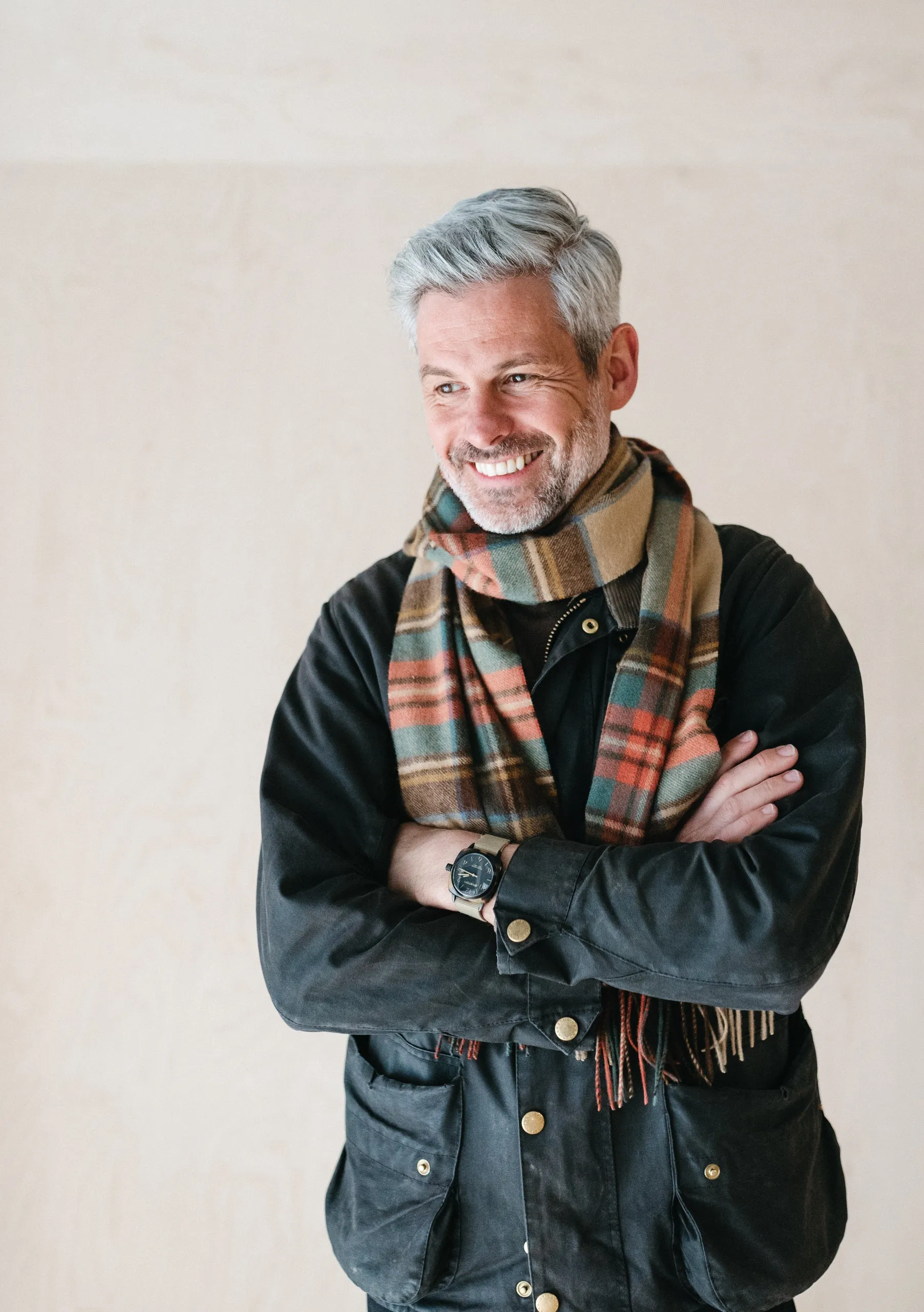 Men's Cashmere Scarf in Stewart Dress Antique Tartan