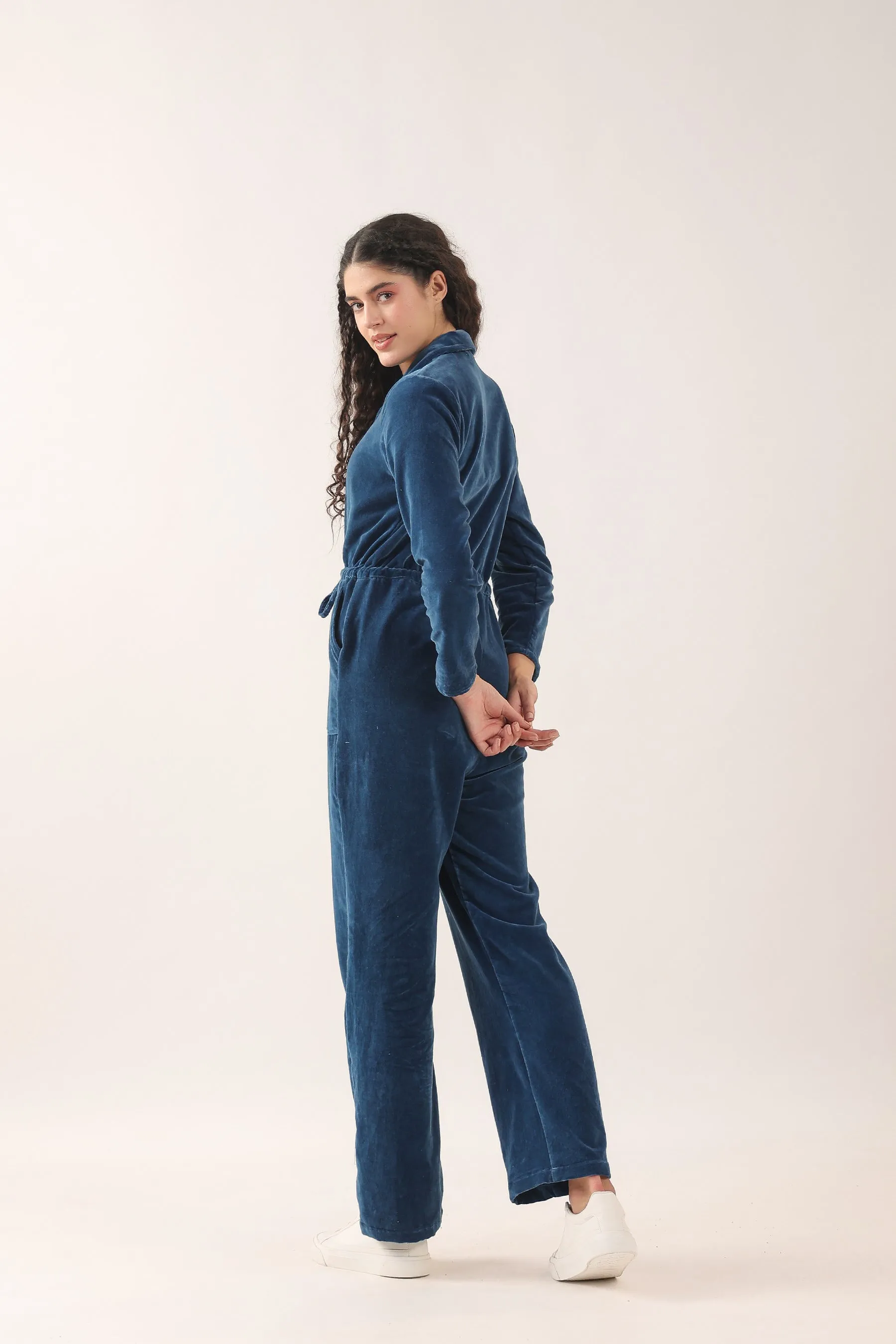 Midnight Blue Velvet Jumpsuit