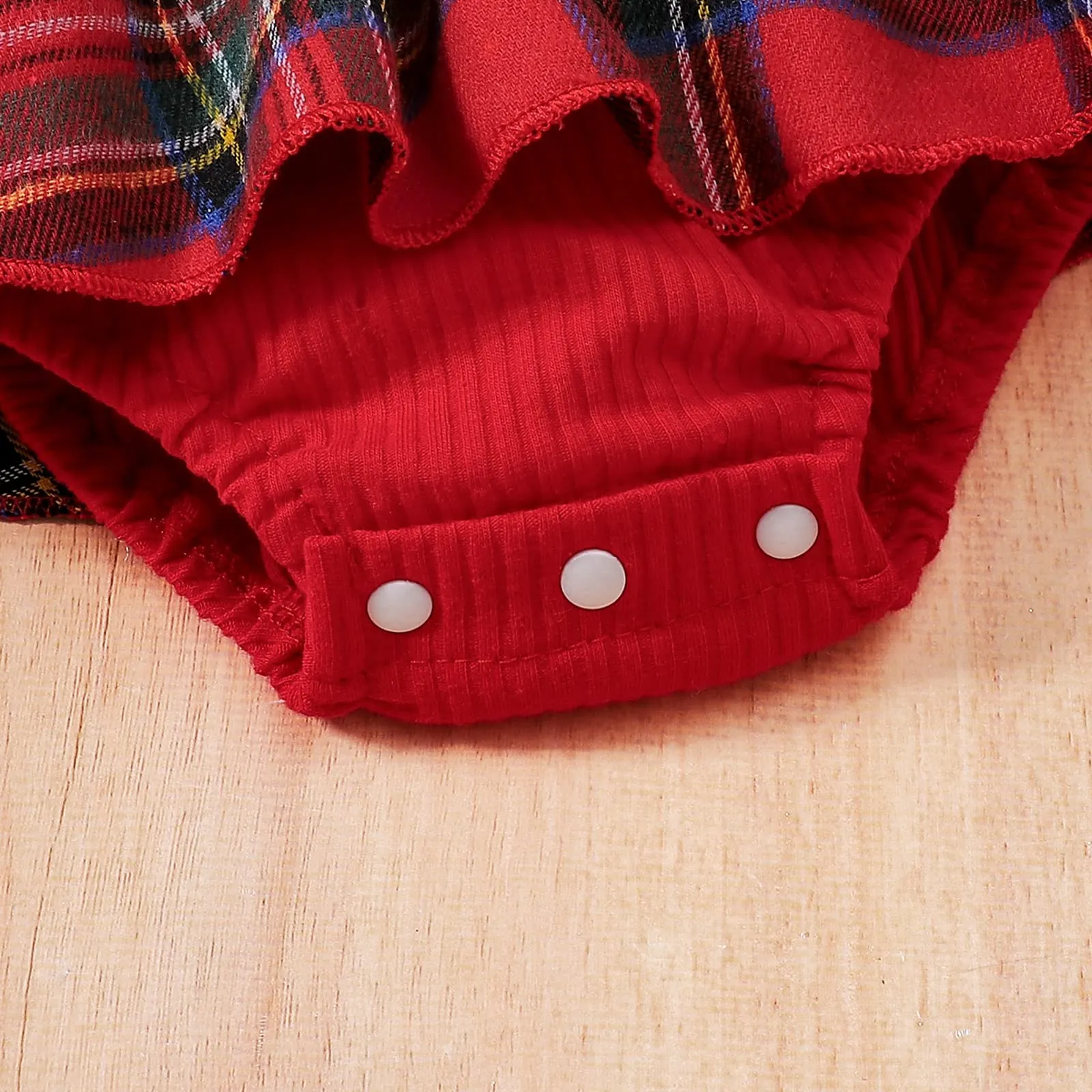 MoccyBabeLee Christmas Newborn Baby Girls Outfit Infant Red Plaid Romper Long Sleeve Bodysuit Jumpsuits Patchwork Skirt Headband Xmas Clothes