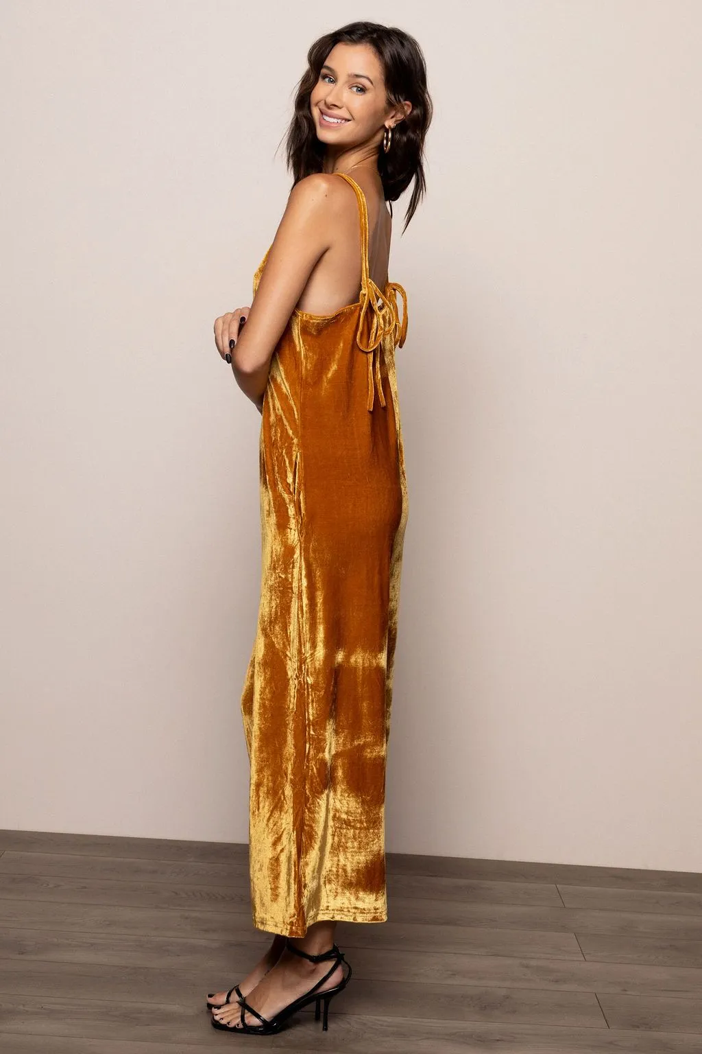 Mustard Velvet Jumpsuit in Mustard