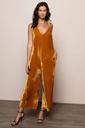 Mustard Velvet Jumpsuit in Mustard