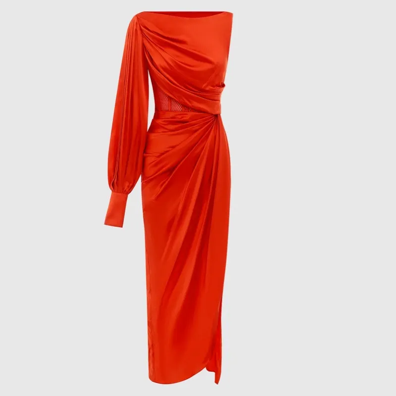 Nina One Shoulder Draped Dress