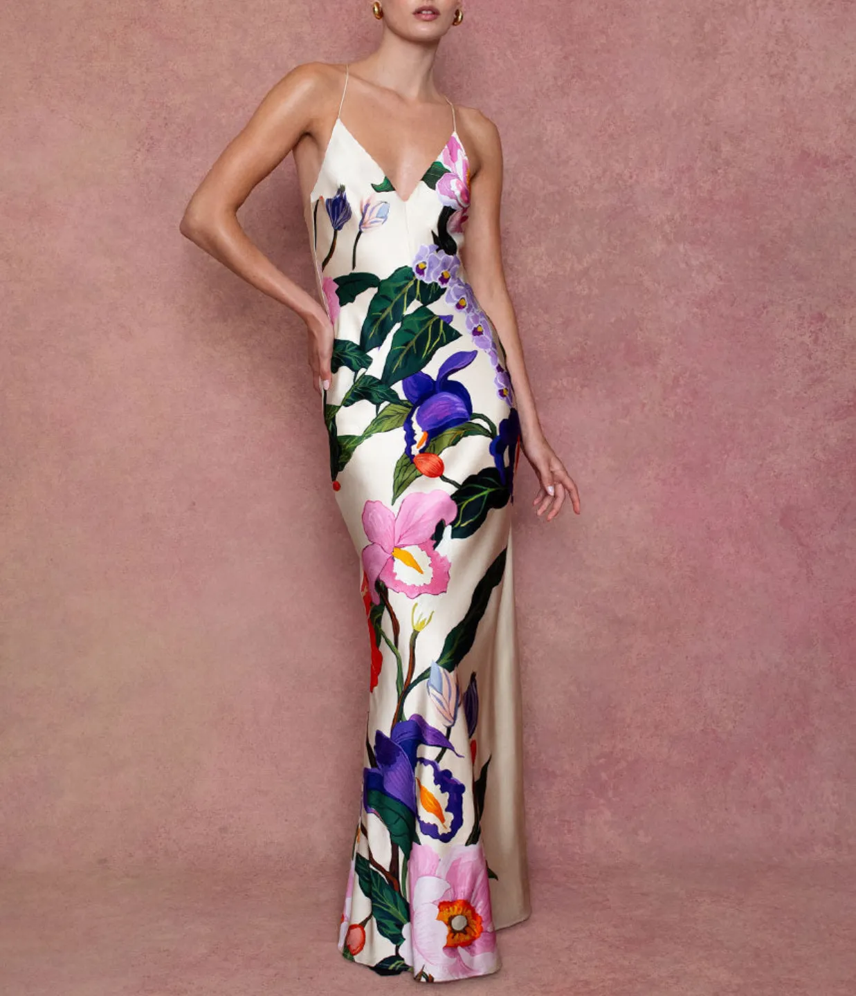 Olive Crepe Dress in Tree of Life
