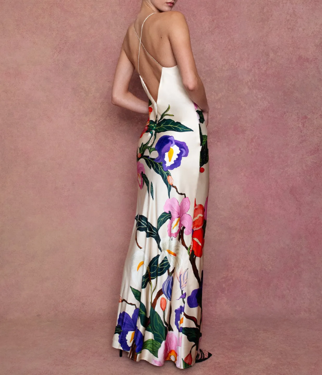 Olive Crepe Dress in Tree of Life
